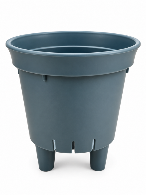 13 cm tall two-tone self-watering plant pot with cream base and removable inner pot