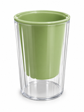 7 cm clear self-watering plant pot with removable coloured inner pot and water reservoir