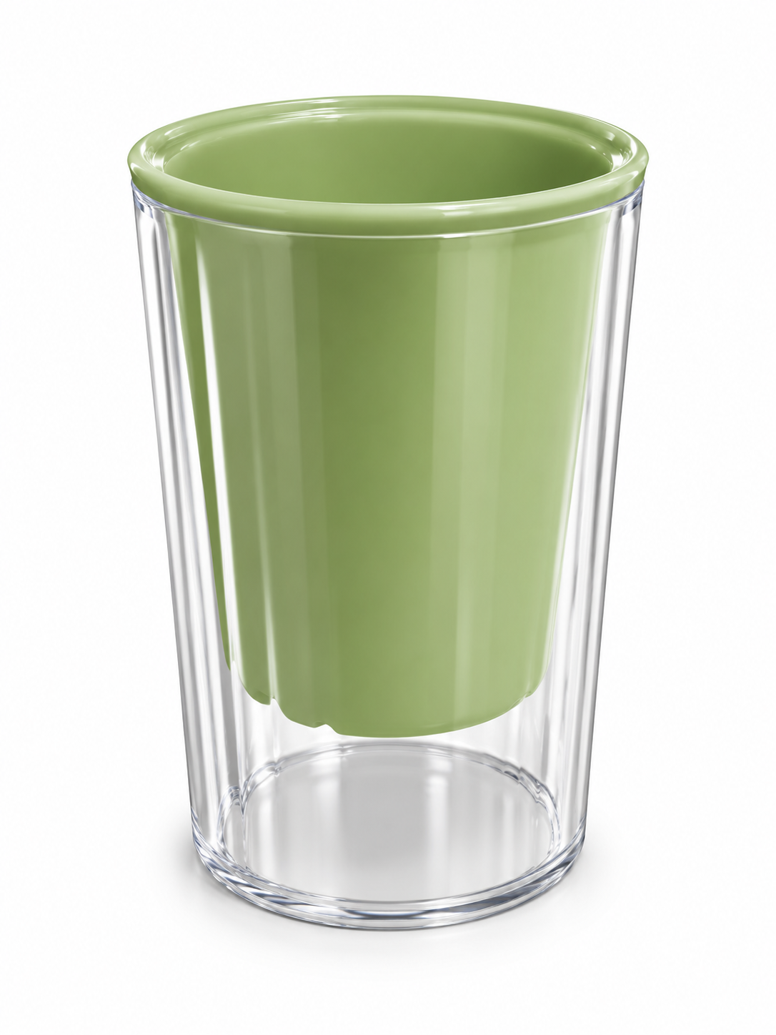 7 cm clear self-watering plant pot with removable coloured inner pot and water reservoir