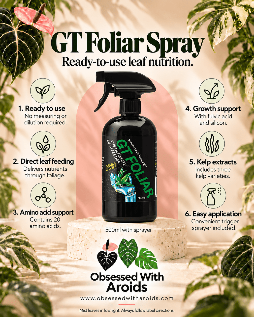 GT Foliar Spray 500ml with Sprayer – Growth Technology Leaf Feed - Obsessed With Aroids